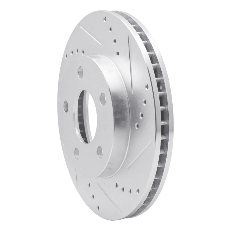 Chevrolet Classic Brake Rotor (1) - Front Right - R1 Concepts - Drilled & Slotted - Silver - `97-`05